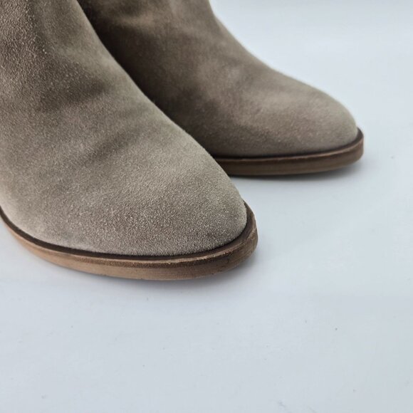 Dolce Vita 10 Shep Taupe Suede Ankle Boots Booties Stacked Block Heel - Picture 4 of 15